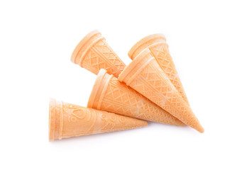 Sugar cones isolated on white background