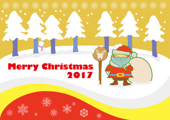 クリスマス サンタとプレゼント〈イエロー〉