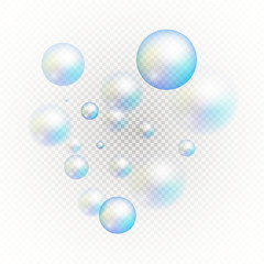Set of multicolored transparent soap bubbles. Graphic concept for your design