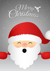 Christmas card with singing Santa Claus with greeting. Vector.