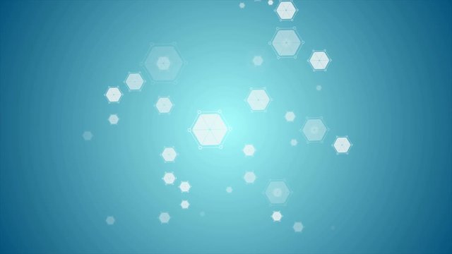 Blue abstract hexagon molecules tech motion design. Video animation Ultra HD 4K 3840x2160