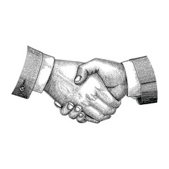 Handshake drawing vintage engraving style - 180545852