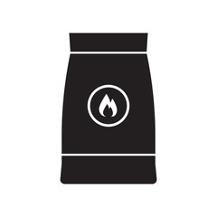 Barbecue coal bag icon in outline design. Firewood pack logo or label template.