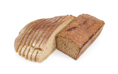 Two varities of the brown bread on a white background