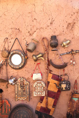 Traditional moroccan souvenirs, souk Ait-Ben-Haddou Kasbah, Morocco