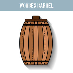 Wooden barrel. Flat icon silhouette on a white background. Vector