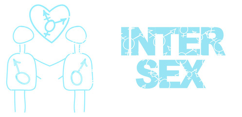 Illustration of two men as symbol of inter sex - transgender relationship