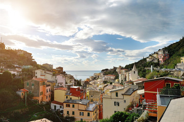 Fototapeta na wymiar Five lands, Liguria, Italy - view of Riomaggiore