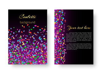 Naklejka na ściany i meble Leaflet template with falling colored confetti for festive decoration