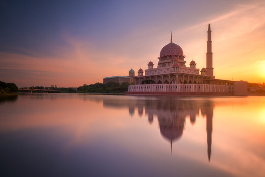 Putra Mosque view at sunrise, Putrajaya, Malaysia