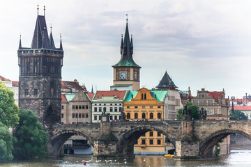 View of Charles Bridge and the city of Prague