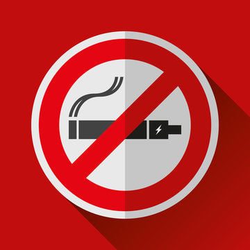 No smoking vape sign icon in flat style. Stop electronic cigarette symbol. Vector design danger illustration for you project