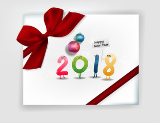 Happy new year 2018 with Firework background and merry christmas