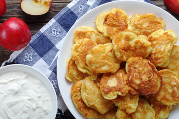 close-up of tasty fluffy apple Pancakes