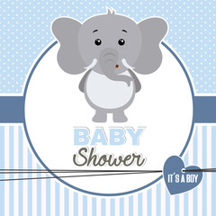 baby shower boy. Cute elephant