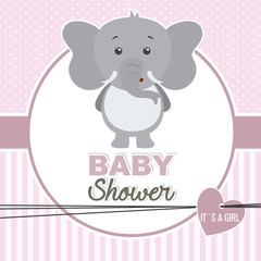 baby shower girl. Cute elephant