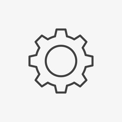 Outline gear icon. Settings button. Line engineering symbol