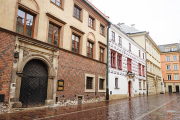 Fototapeta na wymiar Ancient buildings in Krakow city center, Poland