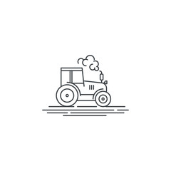 Farm tractor line icon. Outline illustration of agrimotor vector linear design isolated on white background. Farm logo template, element for farming design, line icon object.