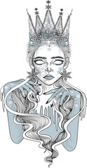 The Snow Queen - Tattoo Art - Stylized Vector Illustration