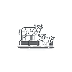 Farm cows line icon. Outline illustration of two cows vector linear design isolated on white background. Farm logo template, element for agriculture business, line icon object.