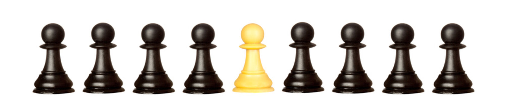 Many pawns black and other one yellow