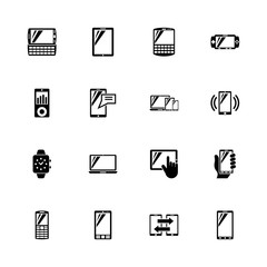 Mobile Devices icons - Expand to any size - Change to any colour. Flat Vector Icons - Black Illustration on White Background.