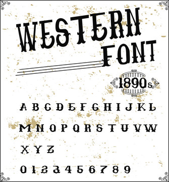 Western font 1890s - Retro alphabet -Wild west design