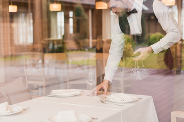 Obraz na płótnie Canvas waiter serving table
