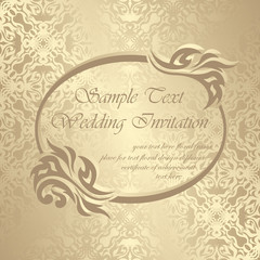 Vintage seamless background with floral frame. Can be used as wedding invitation