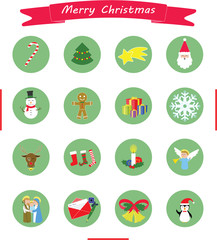 Fototapeta na wymiar CHRISTMAS ICONS COLLECTION (BANNER AND 16 ITEMS)