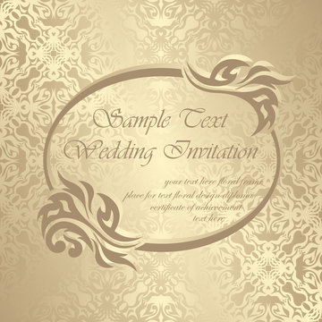 Vintage seamless background with floral frame. Can be used as wedding invitation