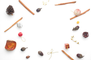 Christmas background, ornaments gift boxes art object isolated on white background, Composition for card