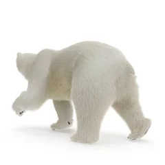 Foto op Canvas Large male Polar bear walking on a white. 3D illustration © 2dmolier