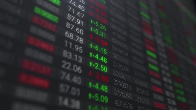 3d render Stock market chart or data on LED display. Various type of financial and investment products in Bond market. Data analyzing in forex market trading. Loopable video.