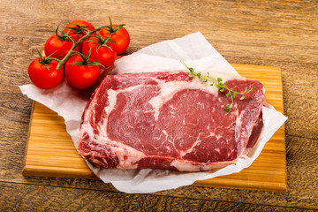 Raw ribeye steak
