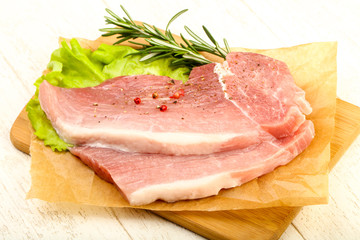 Raw pork steak
