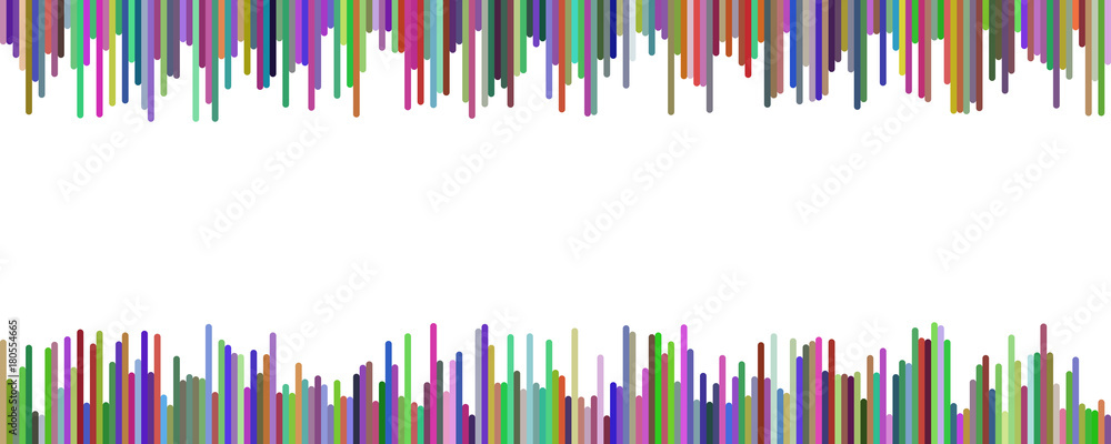Poster color banner background design - horizontal vector graphic from vertical rounded stripes on white ba