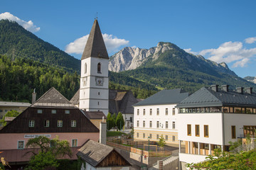 Fototapeta na wymiar Panorama und Sehenswürdigkeiten von Bad Aussee, Salzkammergut, Steiermark