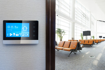 smart screen with smart home with modern airport hall