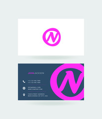 Letter N Logo with Business Card Template Vector.
