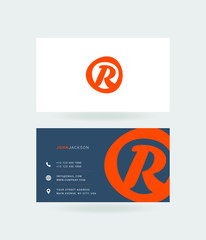 Letter R Logo with Business Card Template Vector.