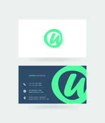 Letter U Logo with Business Card Template Vector.