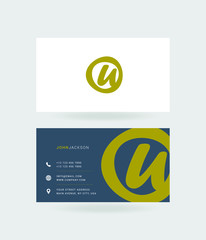 Letter U Logo with Business Card Template Vector.