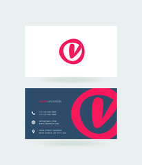 Letter V Logo with Business Card Template Vector.