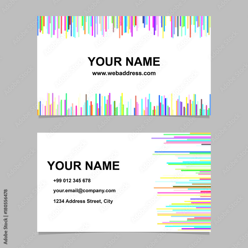 Poster colorful business card template design set - vector namecard design with horizontal and vertical str