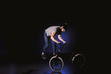 bmx cyclist performing stunt