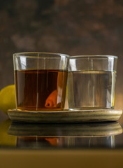 two different glasses of tequila,