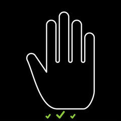 Open human hand it is white icon .