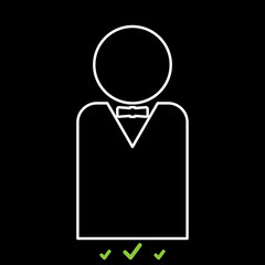 Man with bow tie it is white icon .